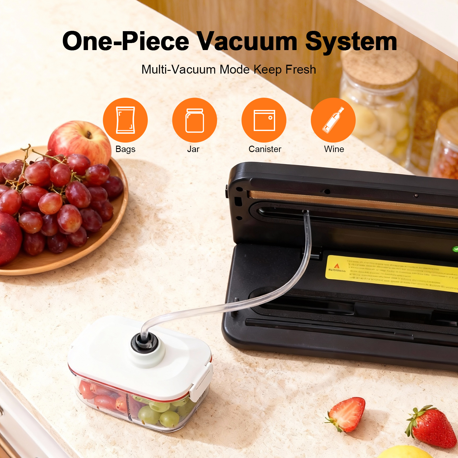 Food Vacuum Sealer Machine with Food Vacuum Sealer Bags, Automatic Food Sealer with Dry & Moist Food Modes, UV Lights, Charging and Plug-in,Compact Design for Food Storage