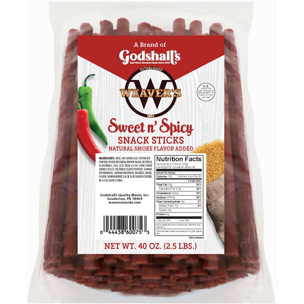 Weaver’s Sweet n' Spicy Snack Sticks Twin Pack (Two 40oz bags of 7” sweet & spicy snack sticks)