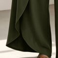 thumbnail image 4 of Morttic Women's High Waist Wide Leg Pants – Tie Waist Slit Design Solid Loose Boho Summer Beach Vacation Flared Trousers Olive Green，XXL, 4 of 6