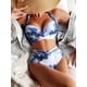 thumbnail image 3 of Gibobby Bañador de Bikini de corte con cuello Empuje la cintura Dos piezas hacia arriba Tops + Pantalones cortos Bikini de dos piezas con parte delantera(Azul,G), 3 of 5