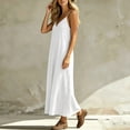 thumbnail image 5 of Drses Women's Solid Color Spaghetti Strap Maxi Sundress, V Neck Backless Sleeveless Cami Long House Lounge Dress Loose Fit Flowy Casual Comfy Summer Indoor Beach Vacation Outfits, 5 of 5
