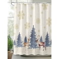 thumbnail image 2 of Christmas Tree Elk Shower Curtain Set, Waterproof Shower Curtains for Bathroom, Farmhouse Golden Snowflake Xmas Washable Fabric Cloth Bath Curtain for Bathtub Decoration with Hooks 54x78 Inches, 2 of 6
