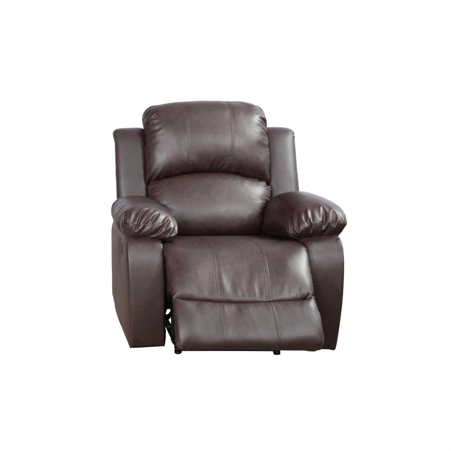 Hommoo Recycled Leather Manual Single Rocker Recliner Sofa, Heavy Duty Reclining Chair for Home with Overstuffed Arm and Back, Brown