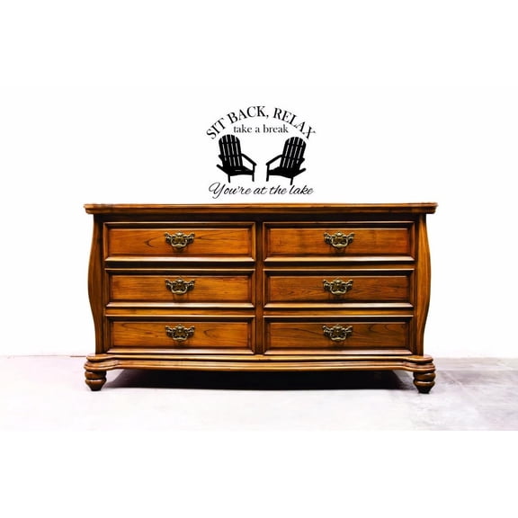 Custom Decals Sit Back, Relax Take A Break. You're At The Lake. Wall Art Size: 10 X 20 Inches Color: Black