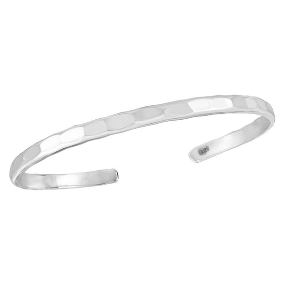 Everyday Chic Textured Bangle Sterling Silver Cuff Bracelet