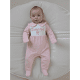 thumbnail image 6 of BemeyourBBs Newborn Baby Daddy's Girls Outfit Footied Romper Stripe Letter Embroidery Long Sleeve Jumpsuit Fall Winter Clothes, 6 of 9
