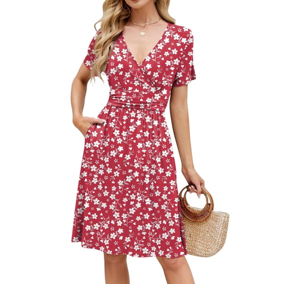 Vestido Naggoo Summer para mujer 2025 Beach Floral de manga corta