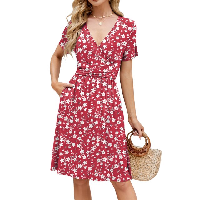 Vestido Naggoo Summer para mujer 2025 Beach Floral de manga corta