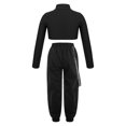 thumbnail image 2 of TiaoBug Kids Girls Hip Hop Dance Outfits Long Sleeve Mock Neck Crop Tops with Sweatpants, 2 of 7