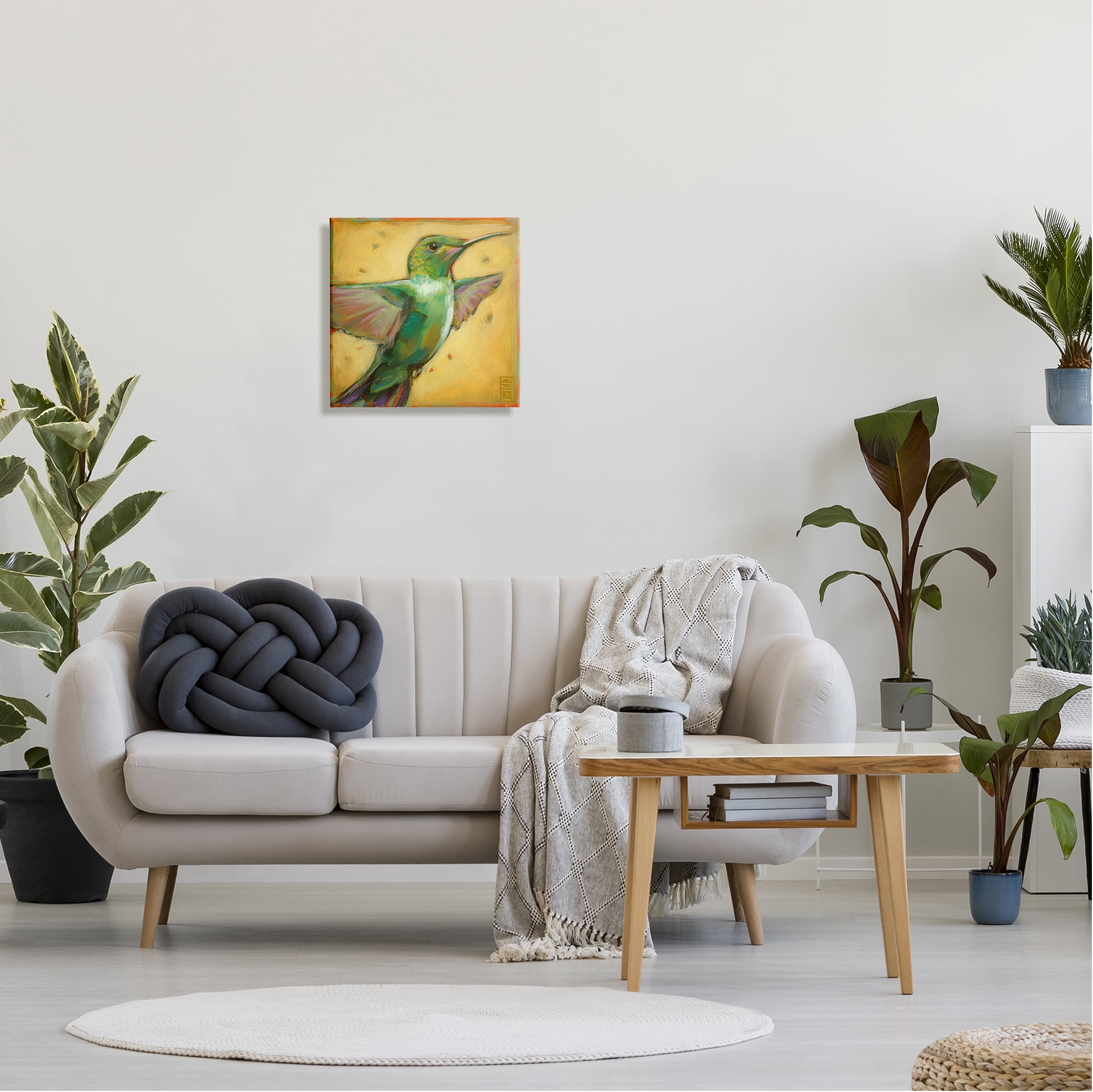 Stupell Industries Flying Hummingbird Painting Animals & Insects Painting Gallery Wrapped Canvas Print Wall Art, 17 x 17