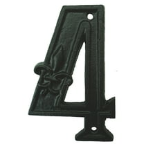 Lulu Decor, Cast Iron House Number 4 Vintage Black Finish with Fleur De Lis (# 4)