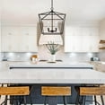 thumbnail image 4 of LNC 4-Light Matte Black and White Geometric Modern/Contemporary Cage Chandelier, 4 of 6