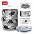 thumbnail image 4 of 12oz Coffee Tumblers Gray Dinosaurs Camouflage Pattern Stainless Steel Vacuum Insulated Travel Tumbler Coffee Cups Mug with Lid and Straw with Cleaning Brush for Cold & Hot Drinks, 4 of 5