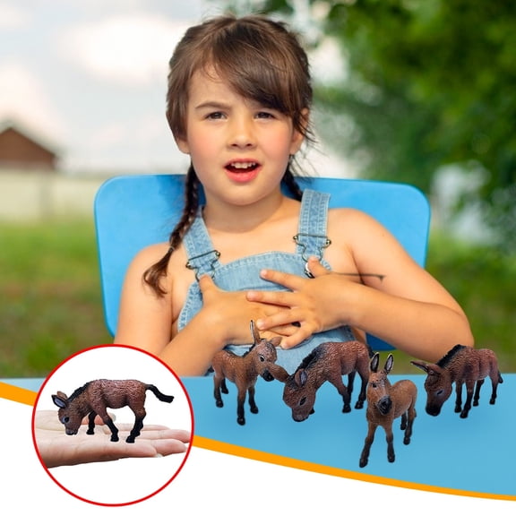 A Childrens Animal Play Figure Hand Painted Plastic Donkey Statue Desktop Decoration Educational Toy For Kids Play