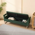 thumbnail image 3 of Tcbosik 68" End of Bed Bench with Storage for Bedroom, Velvet Upholstered Footrest, Ottoman for Hallway, Entryway, Living Room, Green, 3 of 7