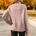 thumbnail image 5 of Women's Button Detail Knit Pullover Sweater Stand Collar Soft Loose Fit Long Sleeve Top Comfortable Casual Fall Winter Outfit, 5 of 6