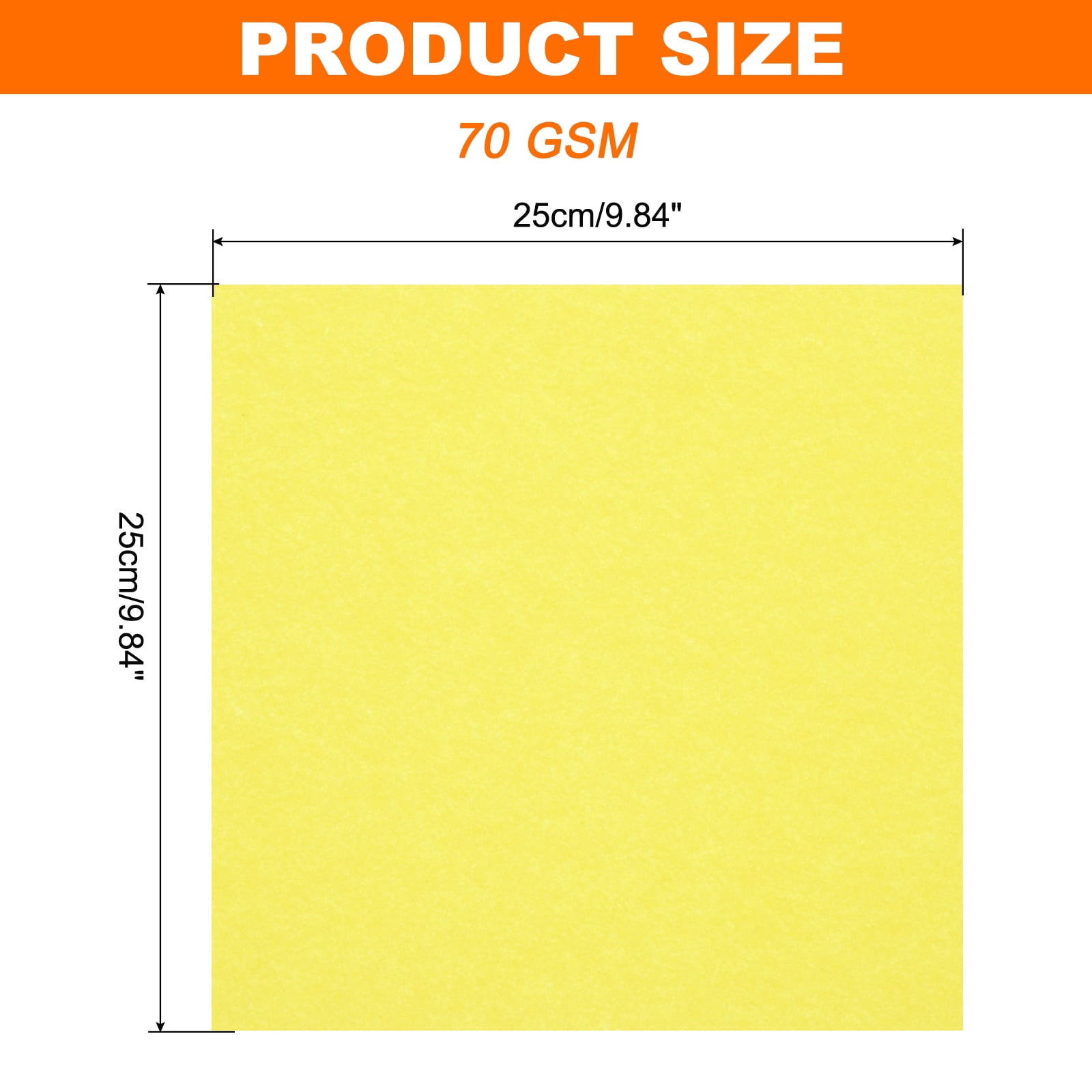 Uxcell 75 Sheets Origami Paper Double Sided 10x10 Inch(25x25cm) 70GSM Origami Paper Square Sheet Easy Fold for Beginners DIY Arts Crafts Projects, Fluorescent Yellow