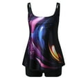 thumbnail image 4 of Fewfanhot Women's Two-Piece Print Tankini Top Ruffled Sleeveless Swimsuit Top with Straps and High Waist boyshorts Multi Colors, 4 of 6
