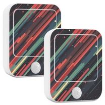 Yayeee 2-Pack Plug in LED Night Lights with Light Sensors Motion Detectors, Red Abstract Lines