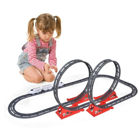 Kids Classic Battery Operated Electric Railway Train Car Track Set for Play Toy