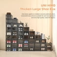 thumbnail image 6 of Uni HIMO 10-pack Thicken & Sturdy Black Clear Drop-Front Shoe Boxes, Stackable Closet Organizer for Sneakers/Boots, Fits Men's Size 12 (13.5x10.5x7.4in), 6 of 9