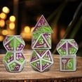 thumbnail image 4 of 7x Dados Poliédricos De Metal D20 D12 D10 D8 D6 D4, Para Regalos De Entretenimiento Verde Claro Púrpura Sunnimix Dados poliédricos huecos, 4 of 8