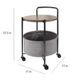 thumbnail image 2 of CERBIOR Rolling Round Metal Side Table,2-Tier Storage Side Table with Wheels,End Coffee Table with Steel Frame and Fabric Storage Basket,Cart Side Table Tray for Living Room,Bedroom,WOOD BLACK, 2 of 11