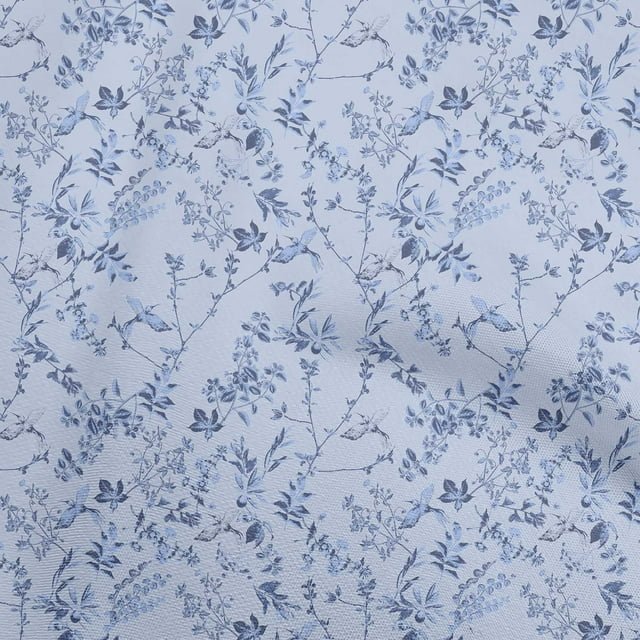 oneOone Cotton Poplin Dusty Blue Fabric Tropical Craft Projects Decor Fabric Printed By The Yard 42 Inch Wide