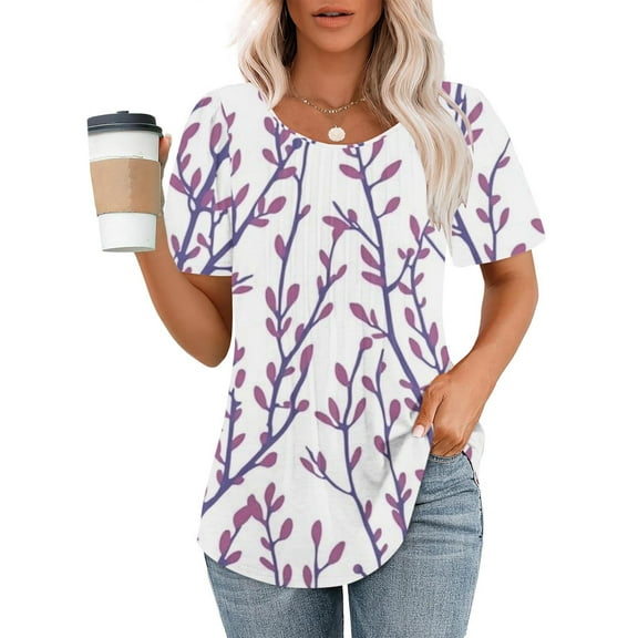 Short Sleeve Shirts for Women Casual Womens T Shirts Cotton Floral Tops for Women Summer Tops