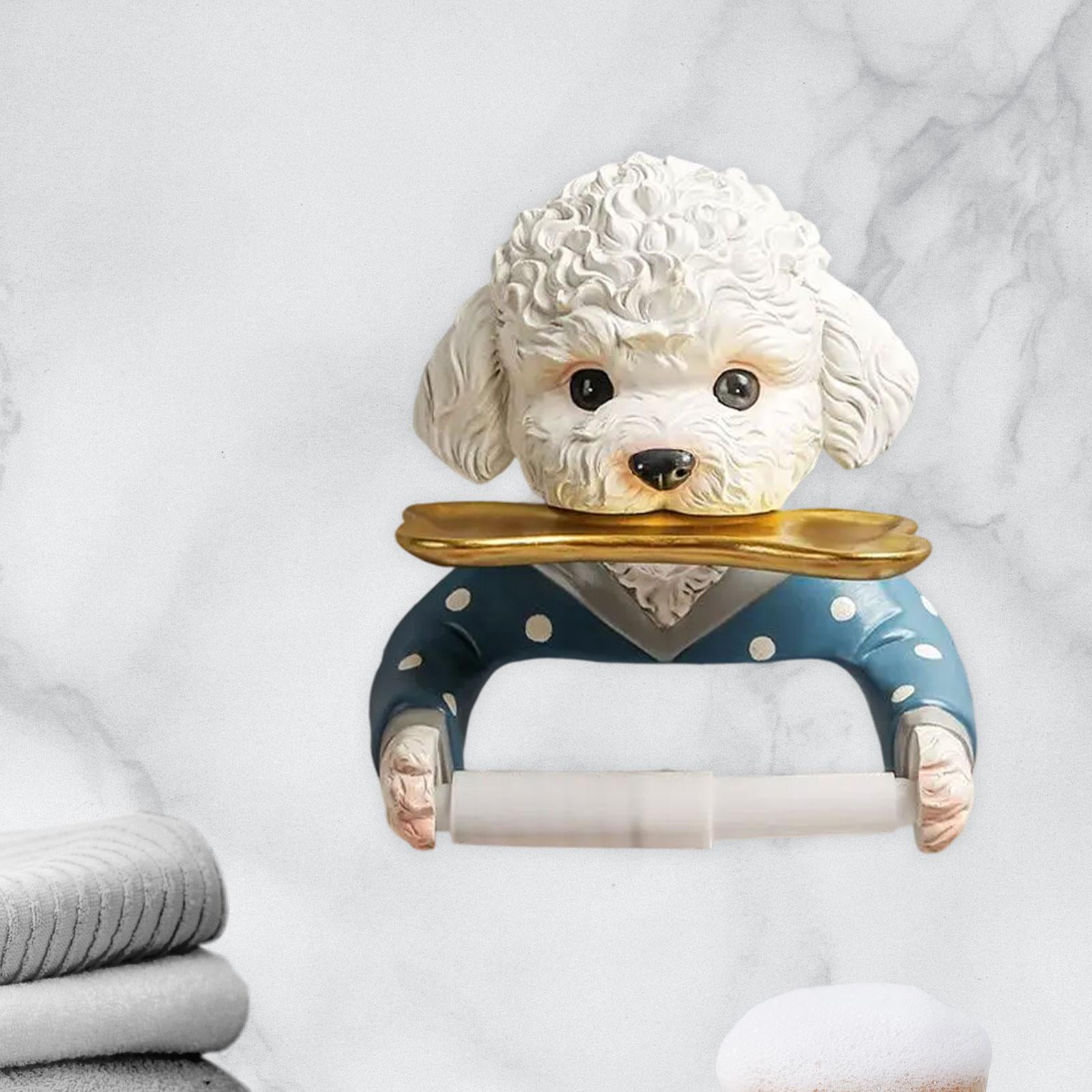 TISHITA Dog Toilet Paper Roll Holder Tissue Dispenser Novelty Multifunctional Cartoon Toilet Tissue Holder for Hotel Washroom Kitchen