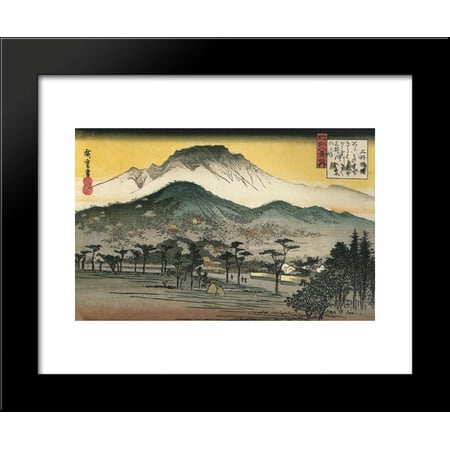Evening view of a temple in the hills 20x24 Framed Art Print by Hiroshige