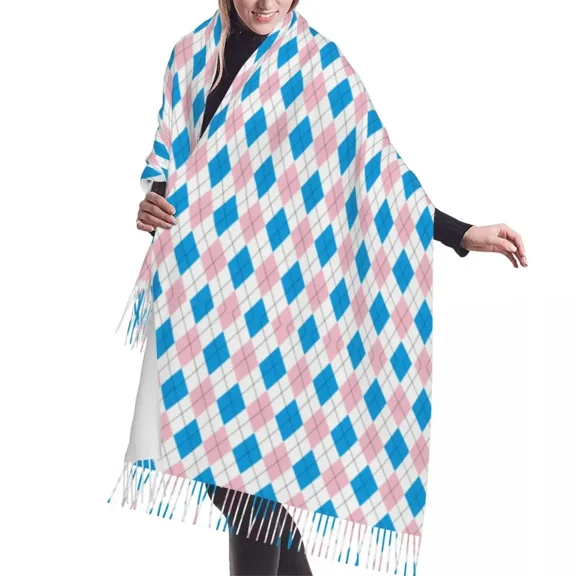 Personalized Printed Colorful Argyle Pattern Scarf Women Men Winter Warm Scarves Shawls Wraps