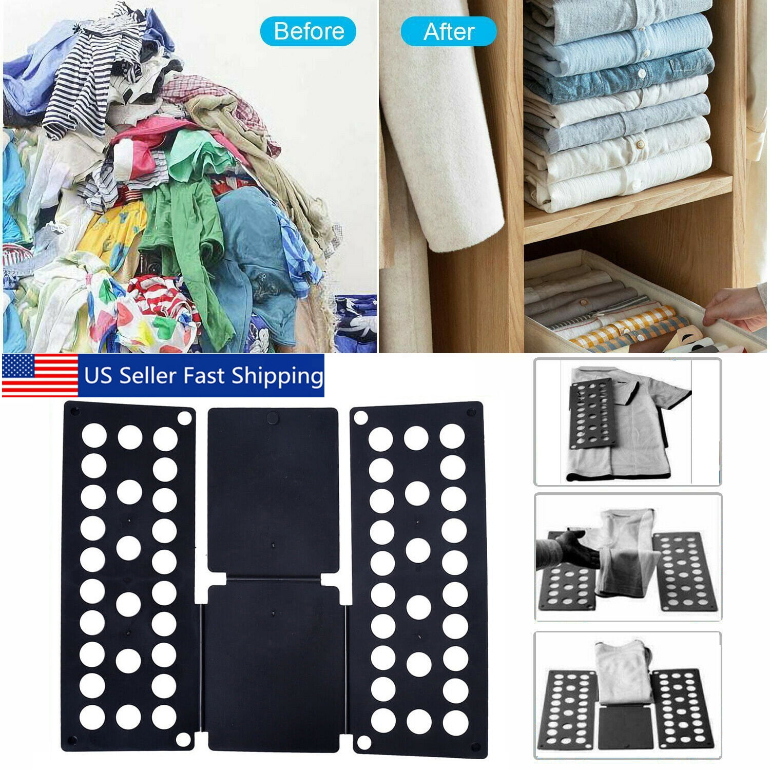 Clothes Folder Board Organizer for Closet Room Laundry Dress T-Shirt Flip & FoCW 