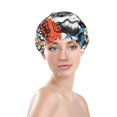 thumbnail image 3 of Kdxio French Food Print Shower Cap for Women,Elastic and Reusable,Double Waterproof Layers Bathing Hat, 3 of 9