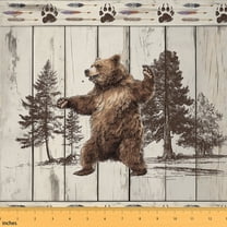 Homewish Jungle Bear Animal Fabric by the Yard 2 Yards for Adult, Woodland Wildlife Sewing Fabric, Rustic Lodge Cabin Fabric for Sewing, Luxury Bedroom Decor