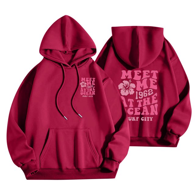 DPTALR Women Letter Print Long Sleeve Fall And Winter Loose Pullover Hoodies Tops