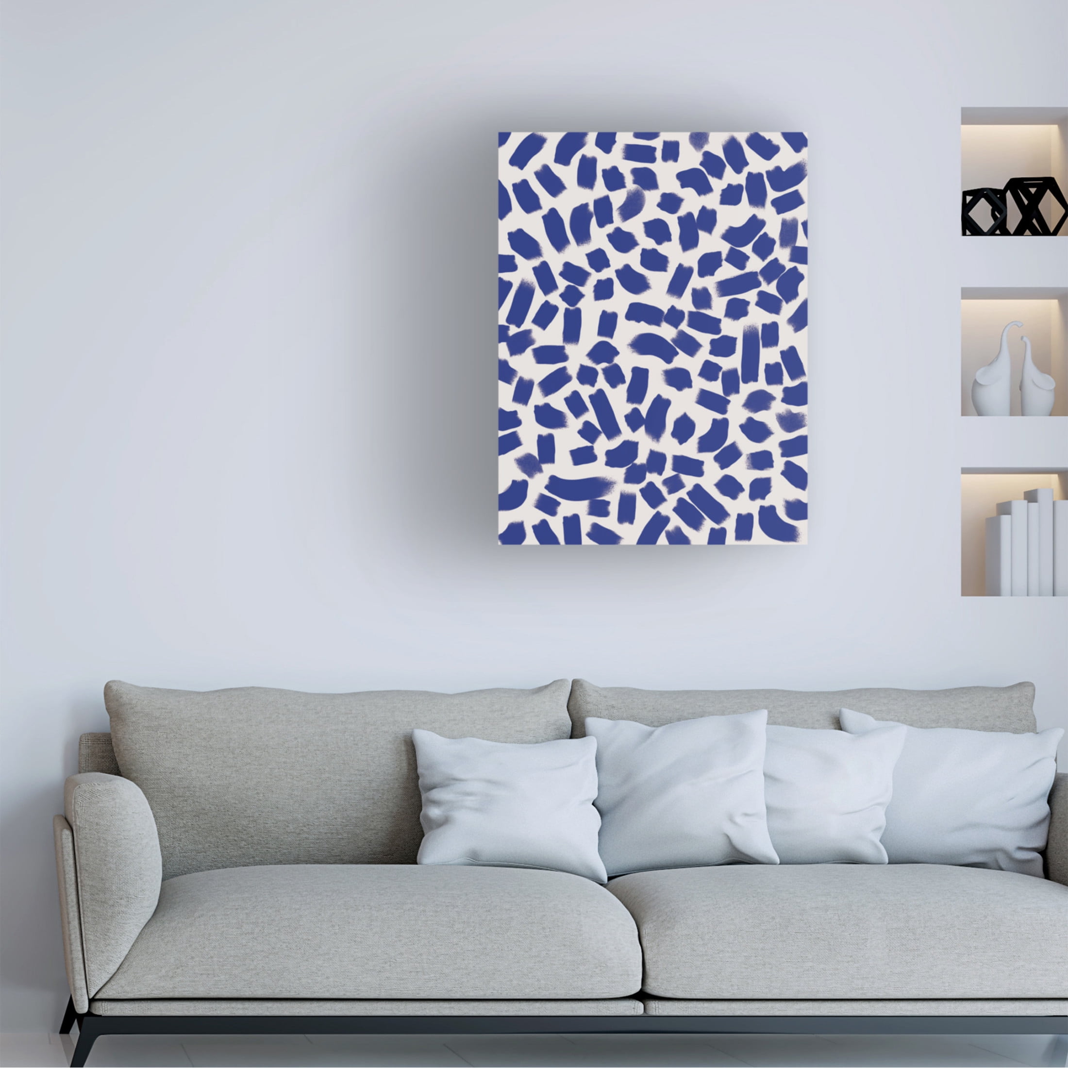Canvas Wall Art - Treechild 'Blue Strokes Pattern' Wall Art for Living Room, Bedroom, or Office D?cor by Trademark Fine Art - 35 x 47 Inches