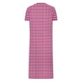 thumbnail image 4 of Women Zip Front Nightgown Short Sleeve Plaid Sleep Dress Soft Cotton Loungewear Long Housecoat with Pockets, 4 of 6