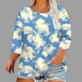 thumbnail image 2 of QETYUW Plus Size 3/4 Sleeve Shirts for Women Crew Neck Graphic Tees Loose Fit Lightweight T-Shirts Casual Summer Tops, 2 of 5