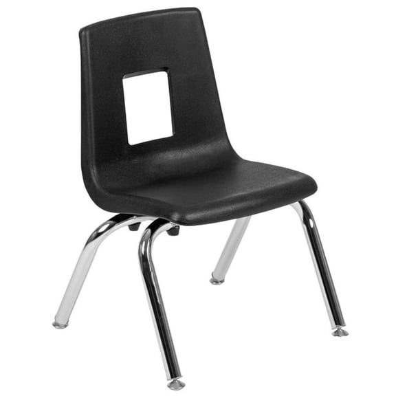 Bowery Hill Contemporary Student Stack Chair In Black Finish