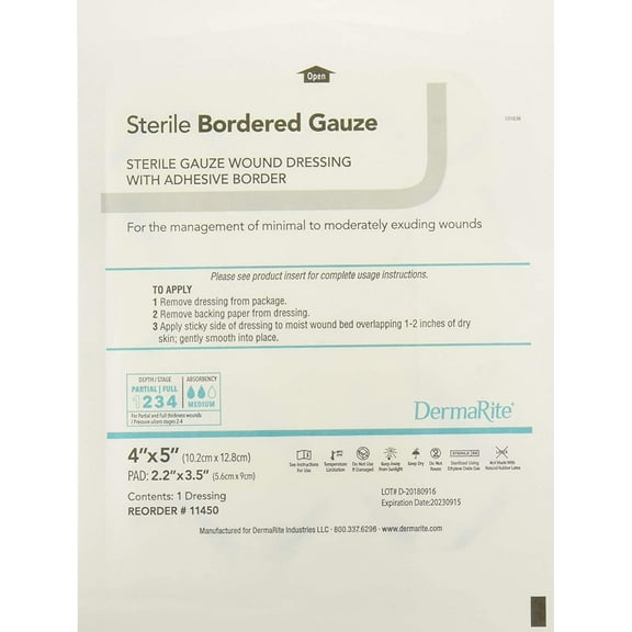 Sterile Bordered Gauze Sterile Gauze Wound Dressing With Adhesive Border4 in.x5 in. (Each)