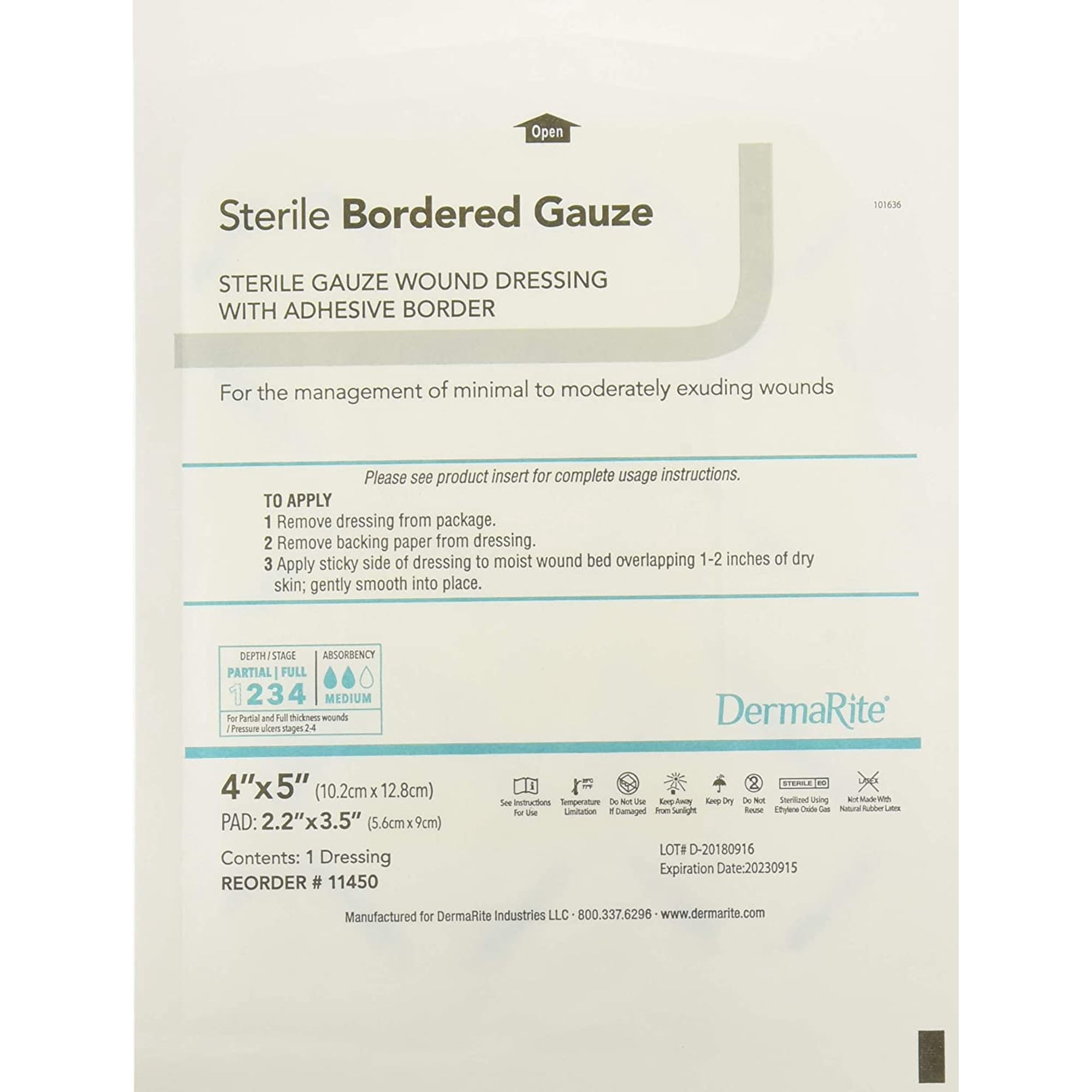 Sterile Bordered Gauze Sterile Gauze Wound Dressing With Adhesive Border4 in.x5 in. (Pack of 3)