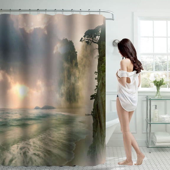 Shower Curtain,Shower Curtain 70x70 Inch With 12 Plastic Hooks Waterproof Shower Curtain Bathroom Heavy Side Shower Curtain Machine Washable Quick Dry