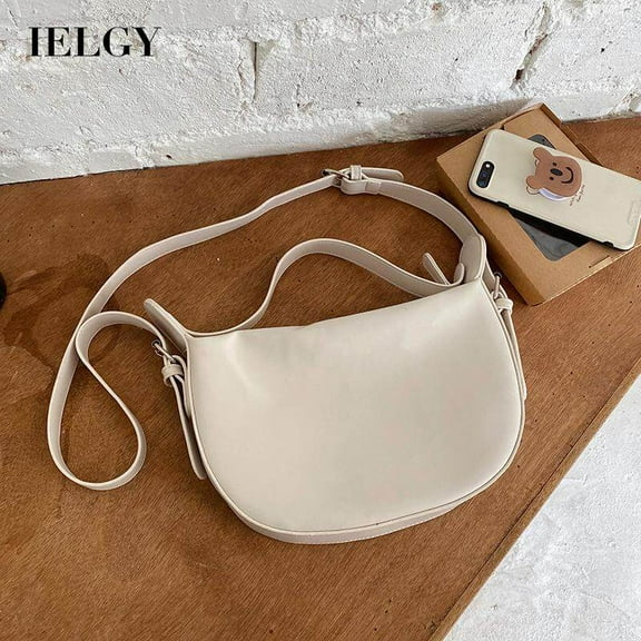 IELGY large-capacity saddle bag, one-shoulder diagonal women's bag, casual soft shoulder bag