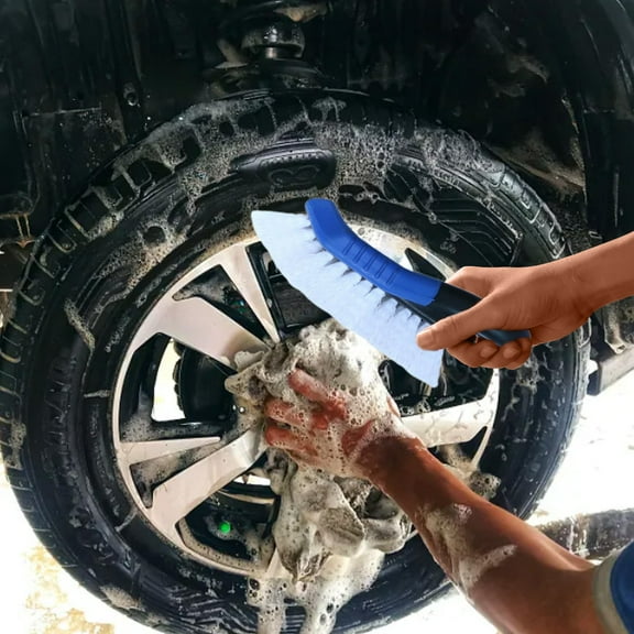 Multi-Purpose Car Cleaning Brush | Floor Mat & Carpet Scrubber | Wheel & Tire Detailing Tool | Compact & Ergonomic Design for Home & Auto Shops | Blue