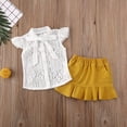thumbnail image 2 of 2Pcs Kids Baby Girl Clothes Set Ruffles Sleeve Pageant Lace T-shirt Top Ruffles Skirt, 2 of 5
