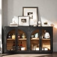 thumbnail image 2 of Tcbosik Buffet Cabinet with Storage, 60" Large Sideboard with 4 Glass Doors, Modern Coffee Bar Cabinet with Adjustable Shelves for Kitchen, Dining Room, Living Room, Black, 2 of 10