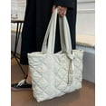 thumbnail image 4 of Kukuzhu Quilted Shoulder Tote Bag for Women Padding Down Cotton Hobo Bag Solid Retro Casual Cute Handbag Clutch, 4 of 7