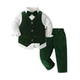 thumbnail image 3 of Guluxicc Kids Boys 4 Piece Sets Velvet Suit Set Vest Dress Shirt Pants and Bow Tie Kids Formal Performance Outfit 0-10 Years, 3 of 9