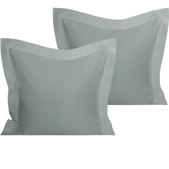 ORGANICTUNE 100% Organic Cotton Pillow Shams with 2" Flange, Super Soft and Silky, Wrinkle, Fade, Stain Resistant Sham, Silver Gray, Euro, 26x26 inches, 2 Pack